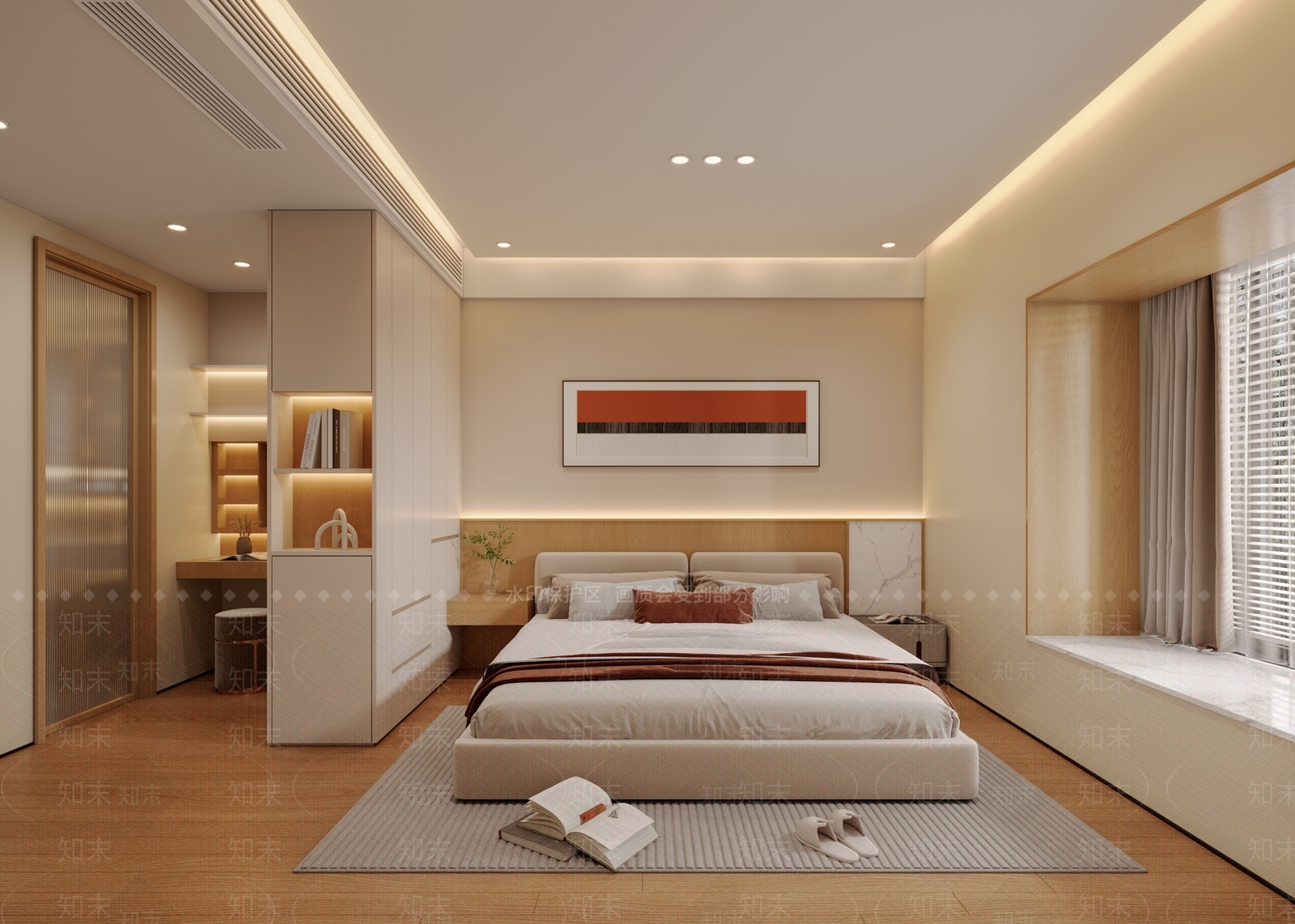 原木风家居卧室3D模型下载【ID:1228848421】