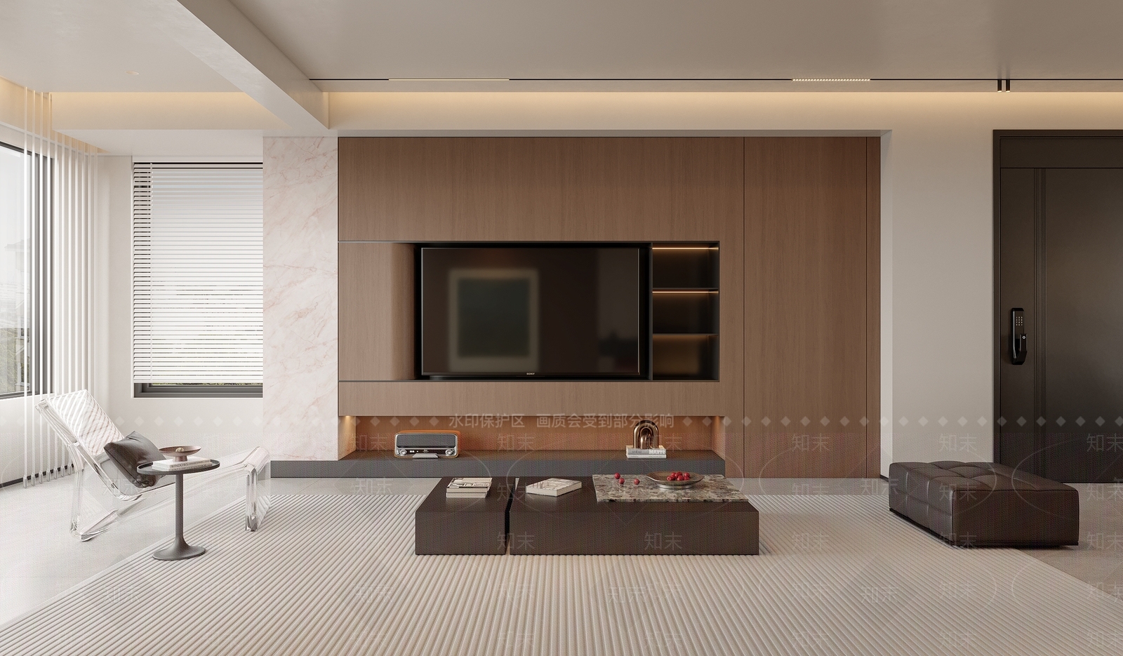 现代简约大平层客餐厅3D模型下载【ID:1228853192】