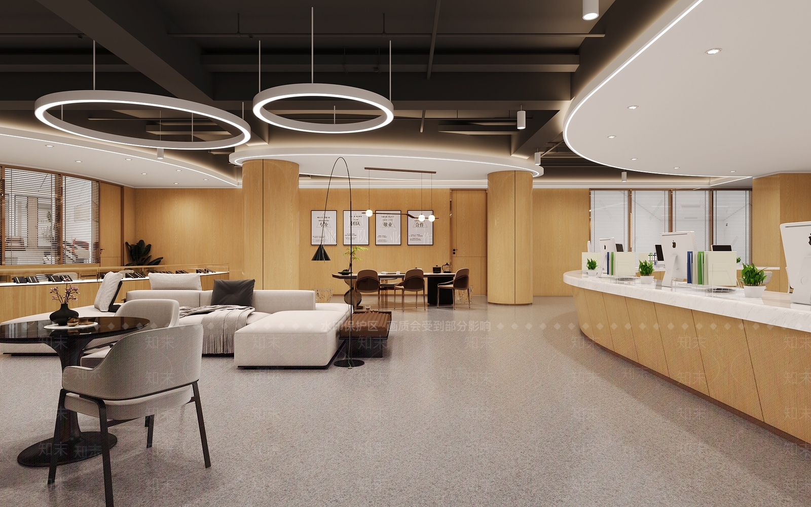 原木风办公大厅3D模型下载【ID:1228854008】