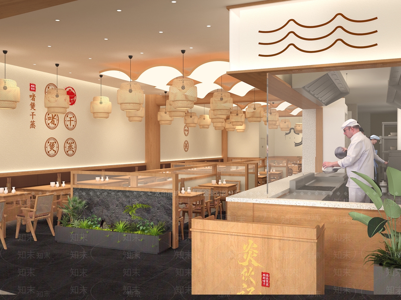 新中式中餐厅3D模型下载【ID:1228855613】