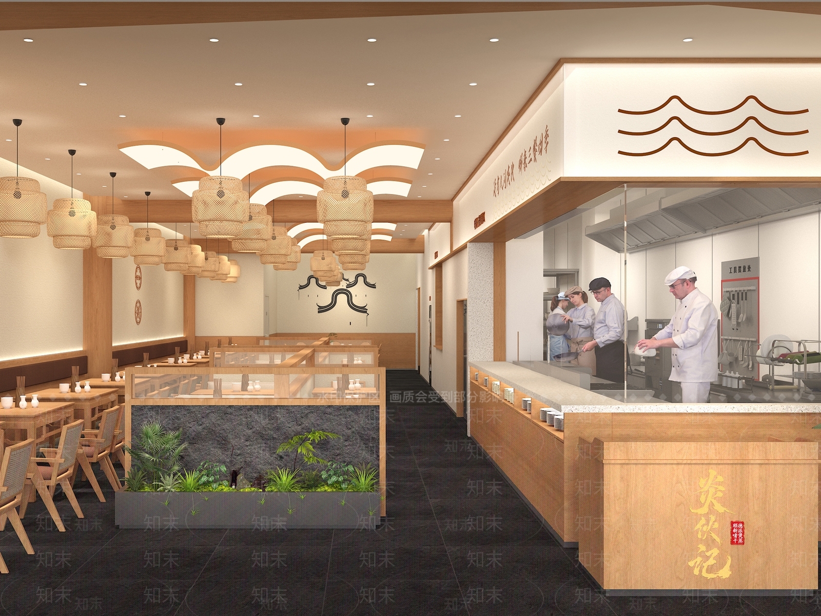 新中式中餐厅3D模型下载【ID:1228855613】