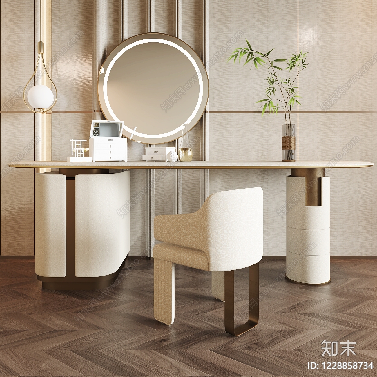 轻奢梳妆台SU模型下载【ID:1228858734】