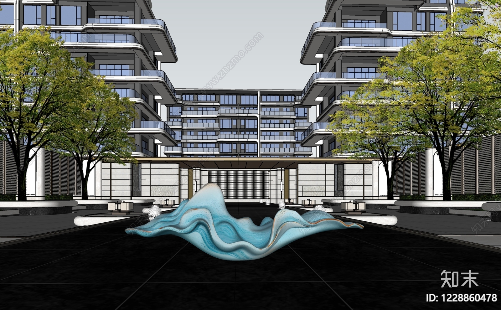 现代主义雕塑SU模型下载【ID:1228860478】