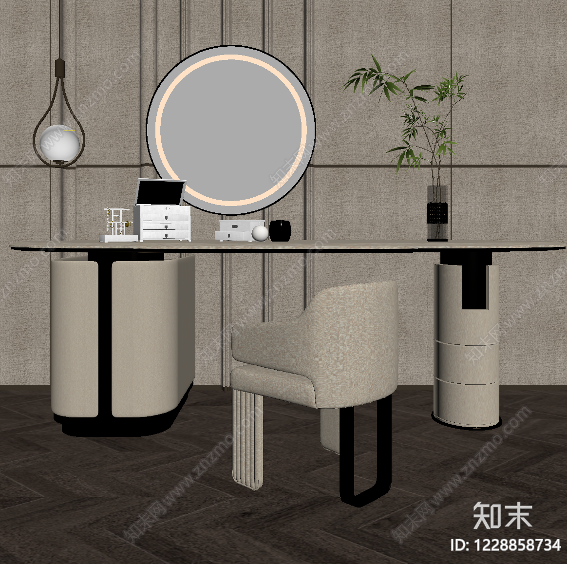 轻奢梳妆台SU模型下载【ID:1228858734】