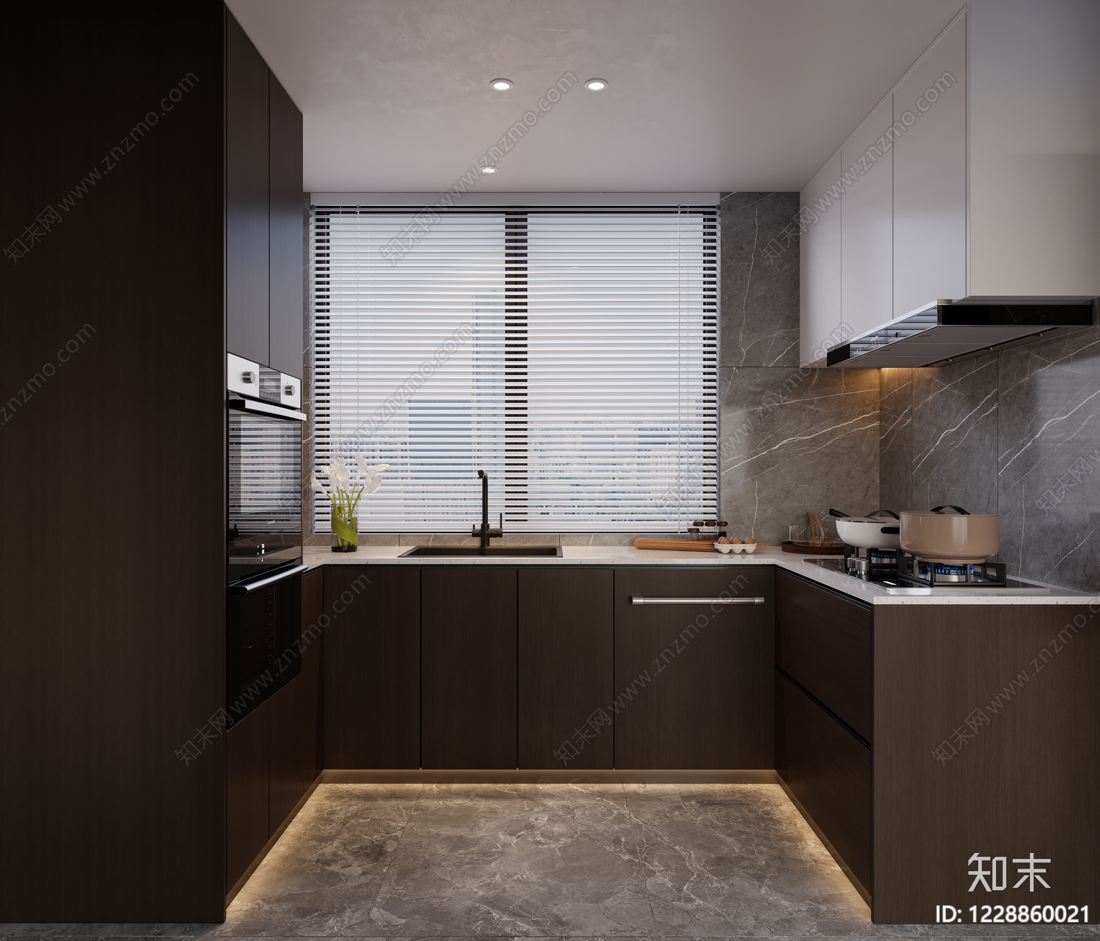 意式极简封闭式厨房3D模型下载【ID:1228860021】