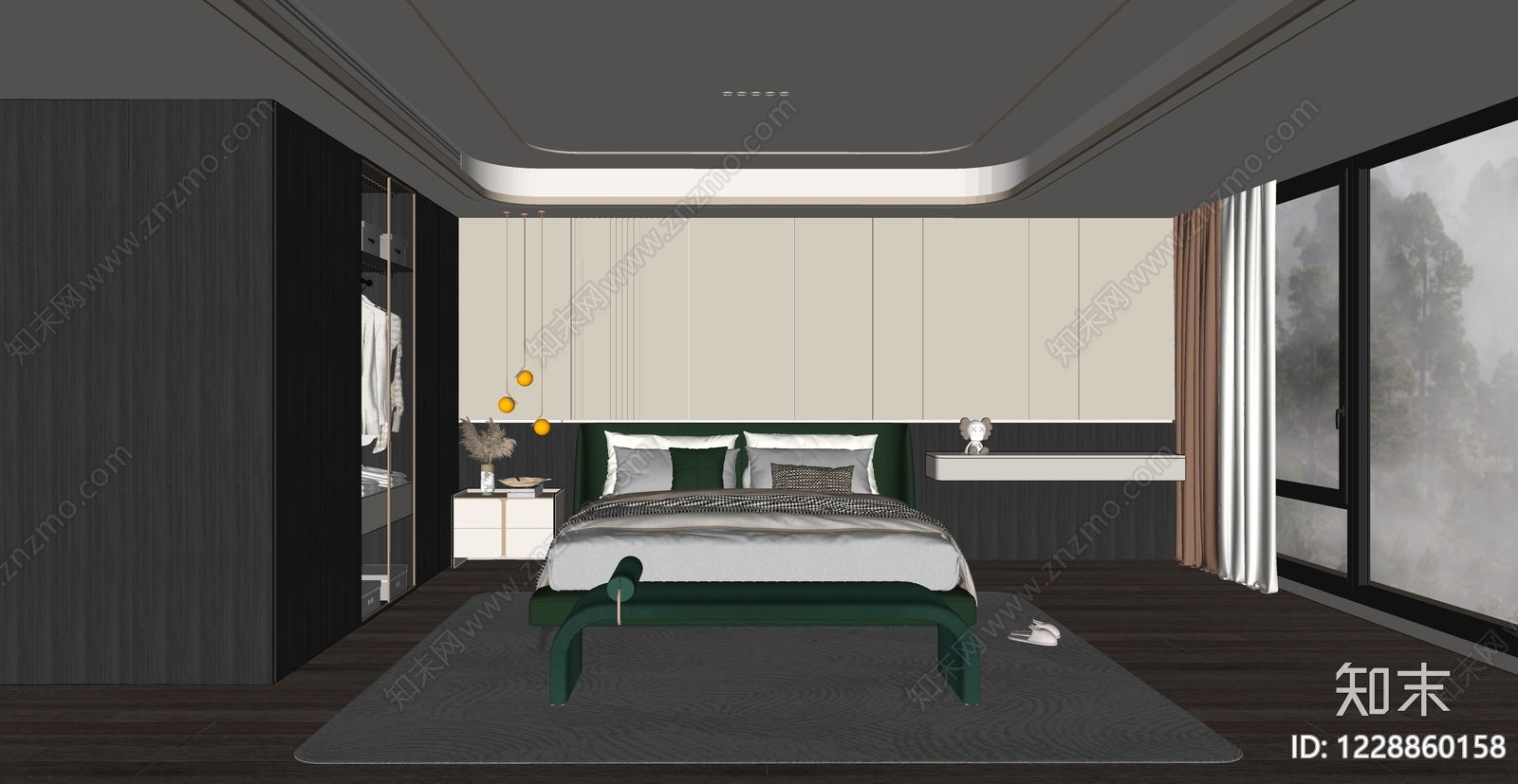 轻奢主卧SU模型下载【ID:1228860158】