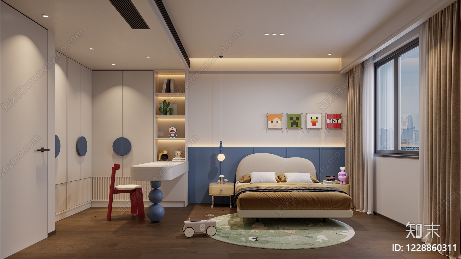 现代简约男孩房3D模型下载【ID:1228860311】