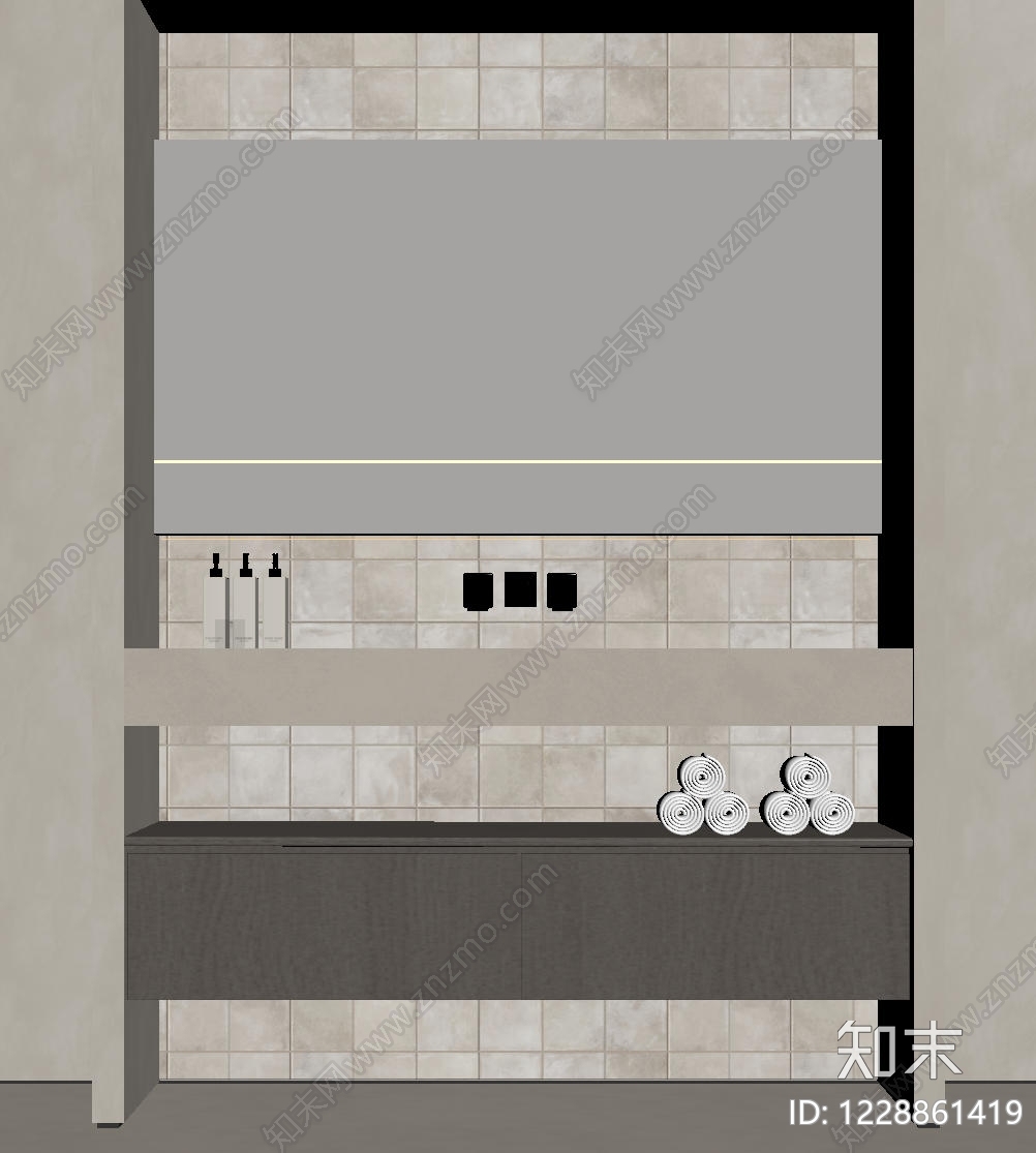 侘寂浴室柜SU模型下载【ID:1228861419】