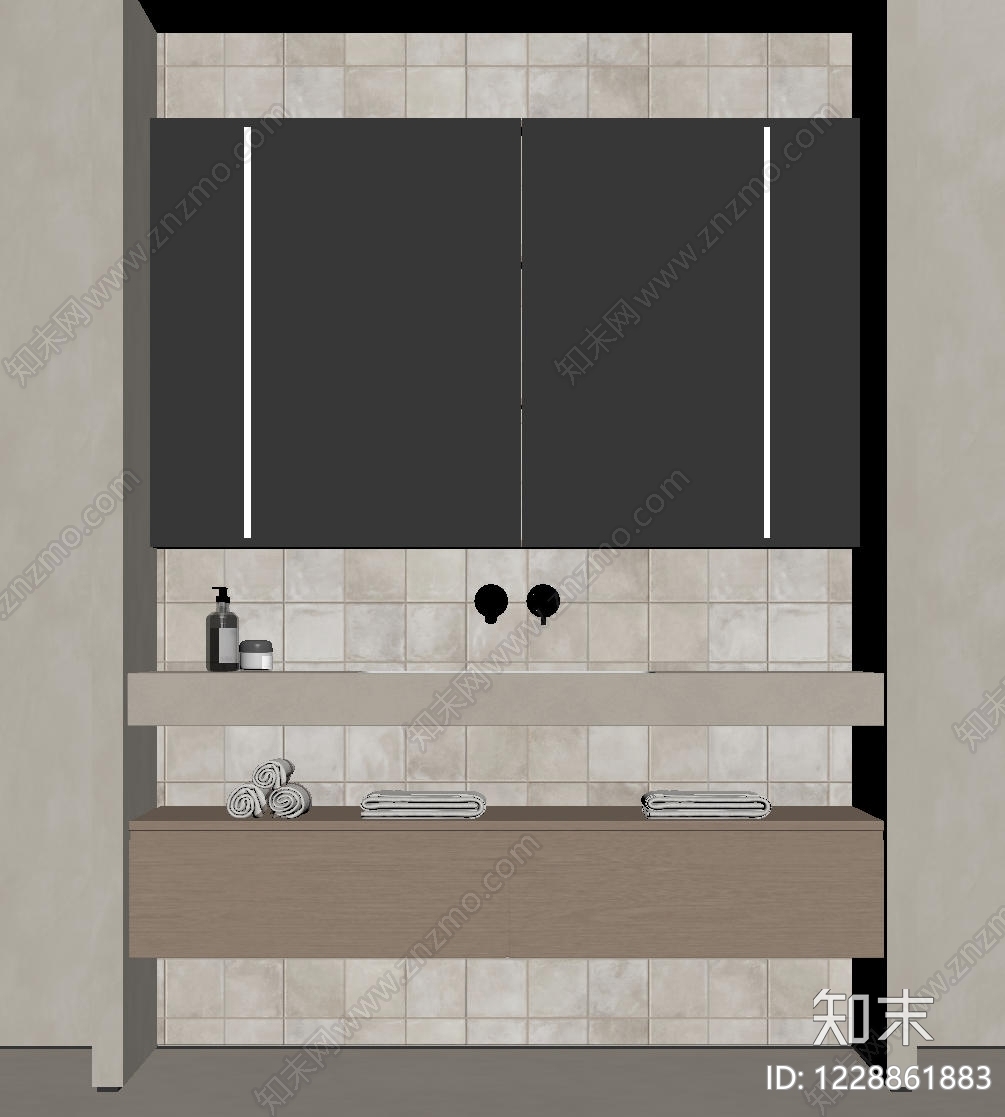 侘寂洗手台SU模型下载【ID:1228861883】