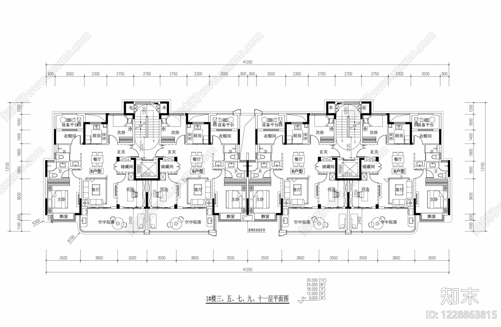 多层住宅cad施工图下载【ID:1228863815】