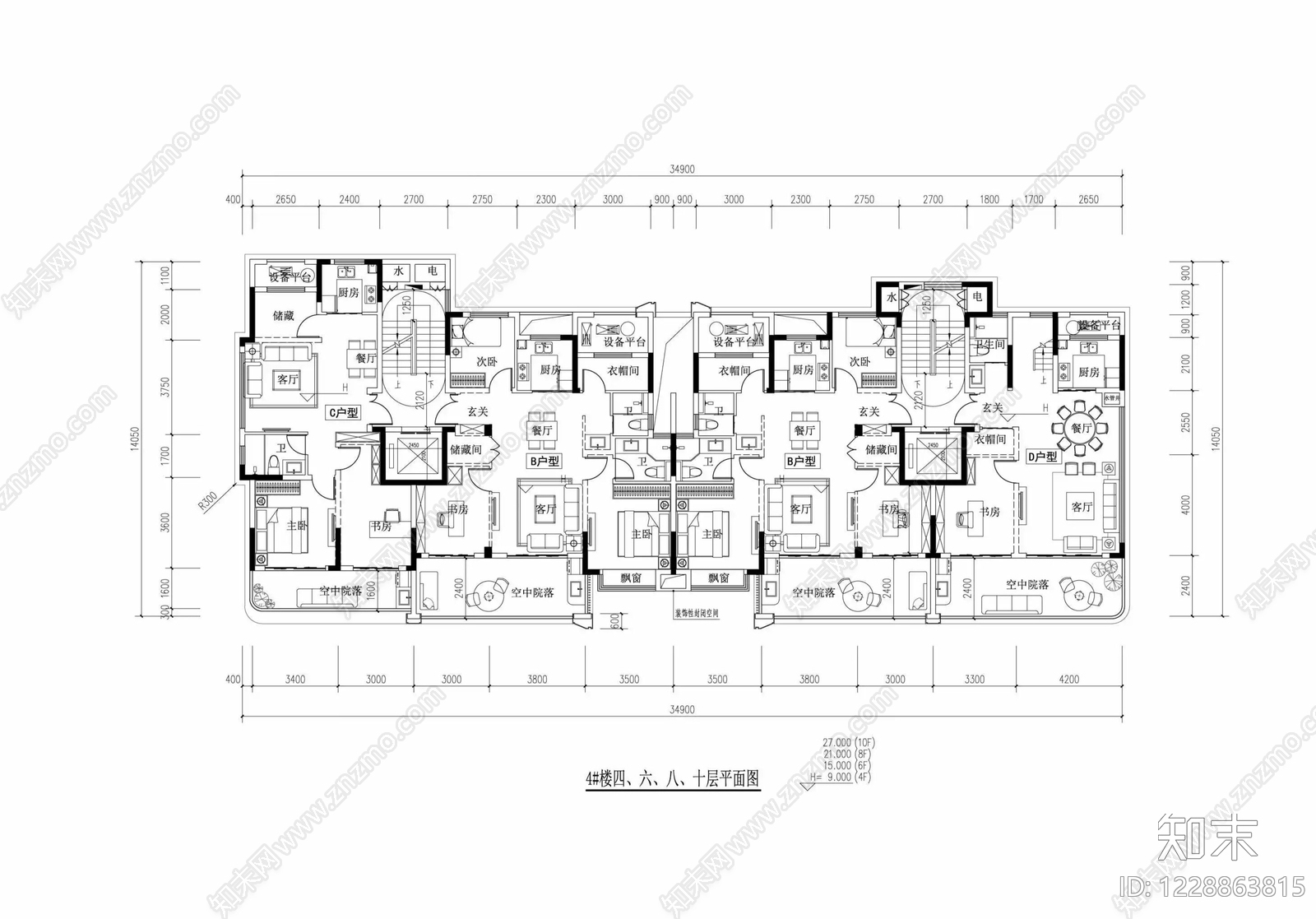 多层住宅cad施工图下载【ID:1228863815】