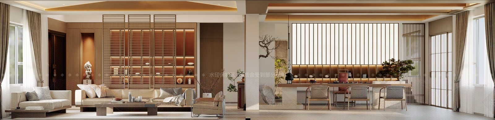 新中式宋式客餐厅3D模型下载【ID:1228868293】