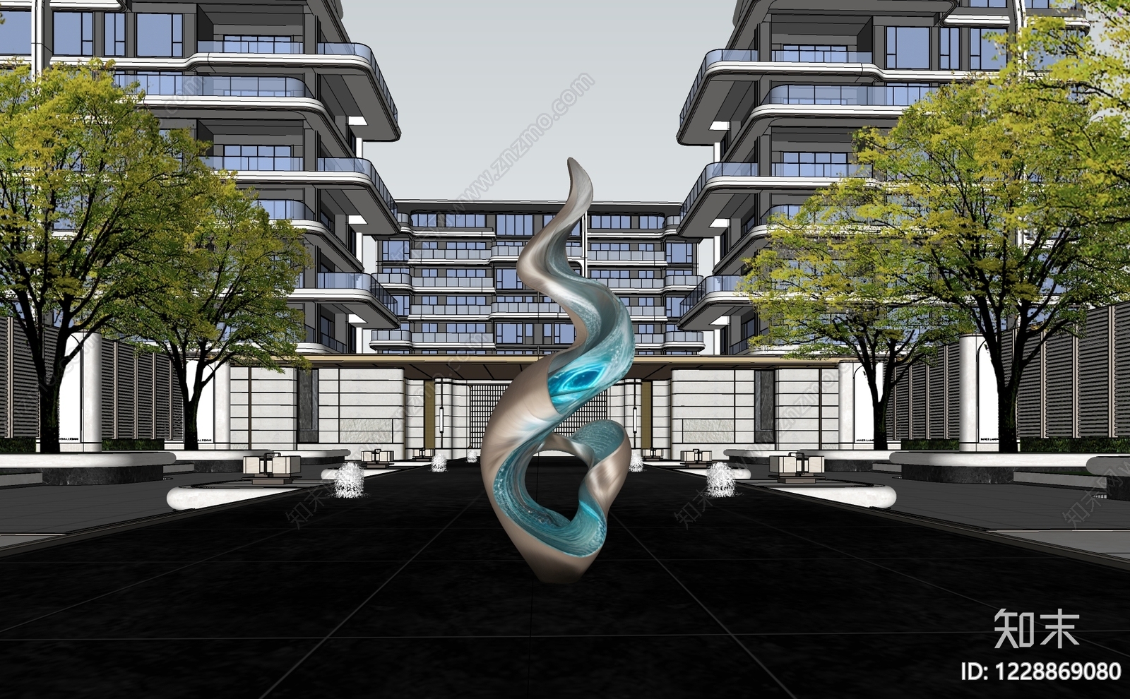 现代主义艺术装置SU模型下载【ID:1228869080】