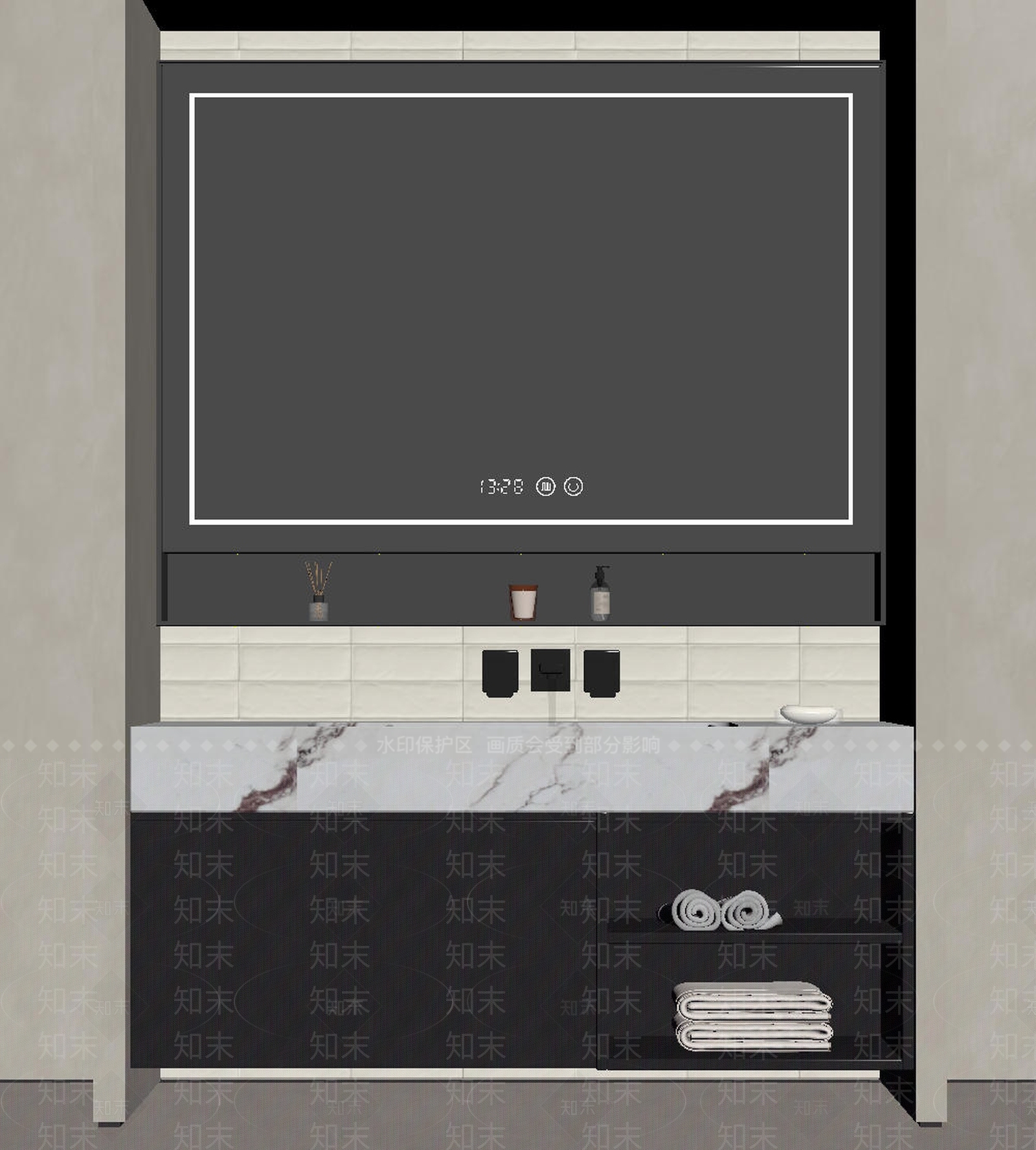 意式极简浴室柜SU模型下载【ID:1228868541】