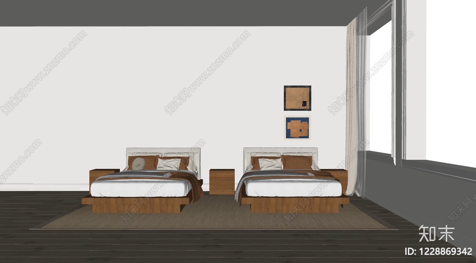 现代简约家居卧室SU模型下载【ID:1228869342】