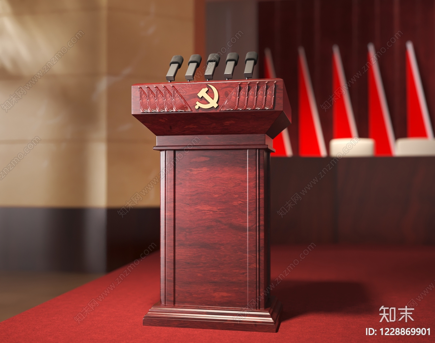 新中式讲台3D模型下载【ID:1228869901】