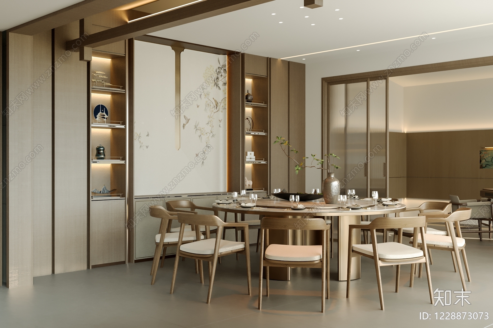 新中式中餐厅3D模型下载【ID:1228873073】