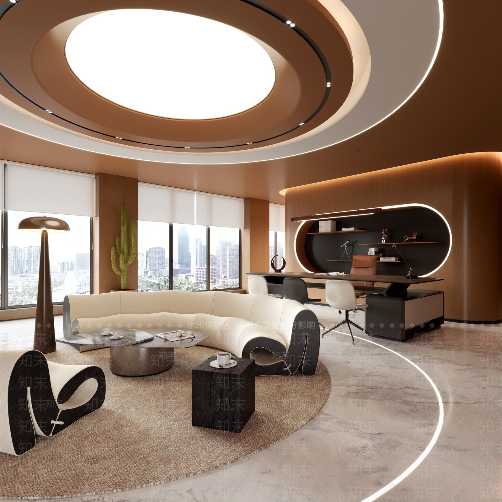 现代董事长办公室3D模型下载【ID:1228873808】