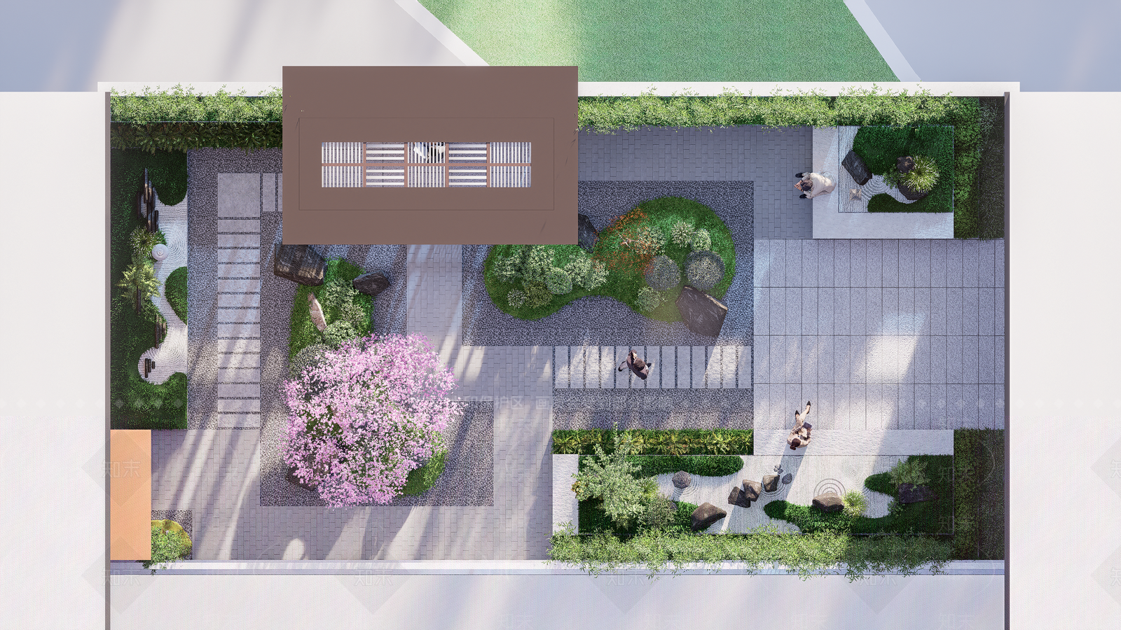 新中式景观屋顶花园SU模型下载【ID:1228876703】