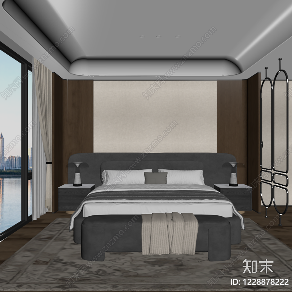 意式极简主卧SU模型下载【ID:1228878222】