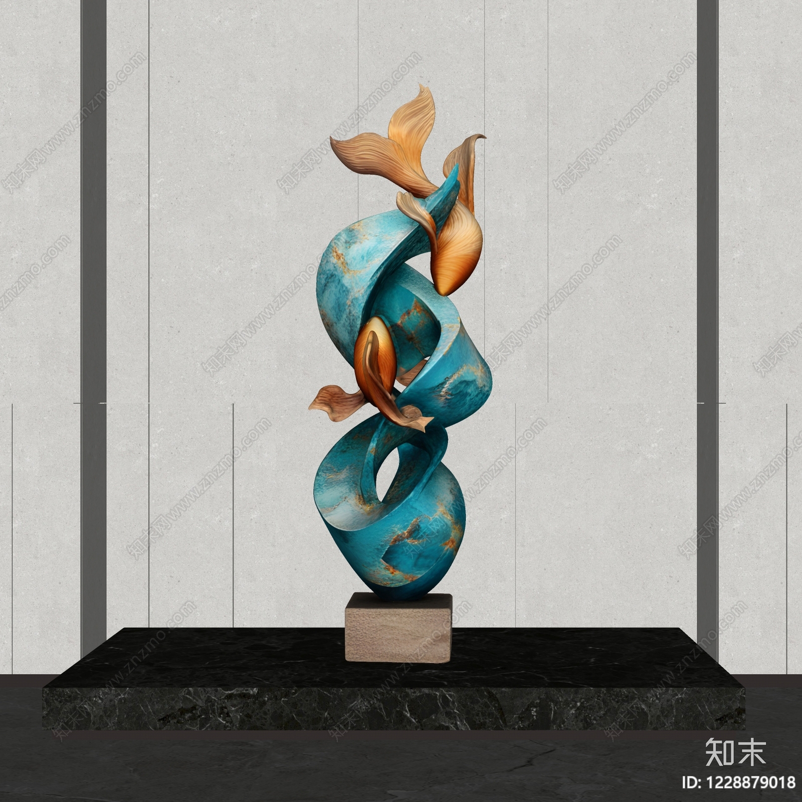 新中式雕塑摆件SU模型下载【ID:1228879018】