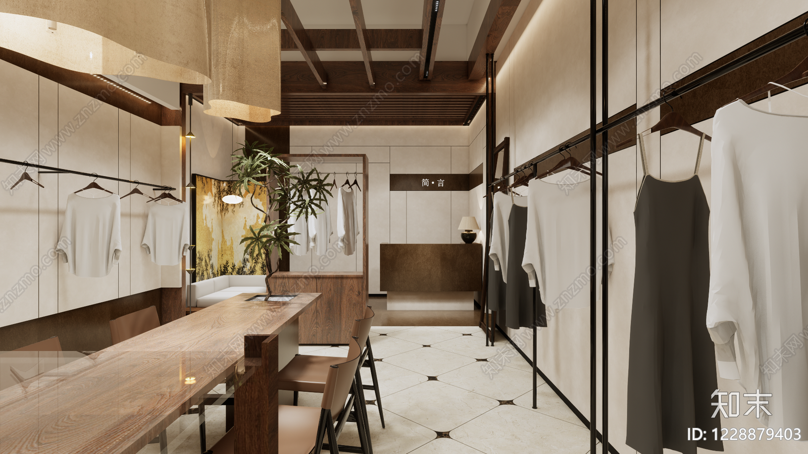 新中式服装店SU模型下载【ID:1228879403】