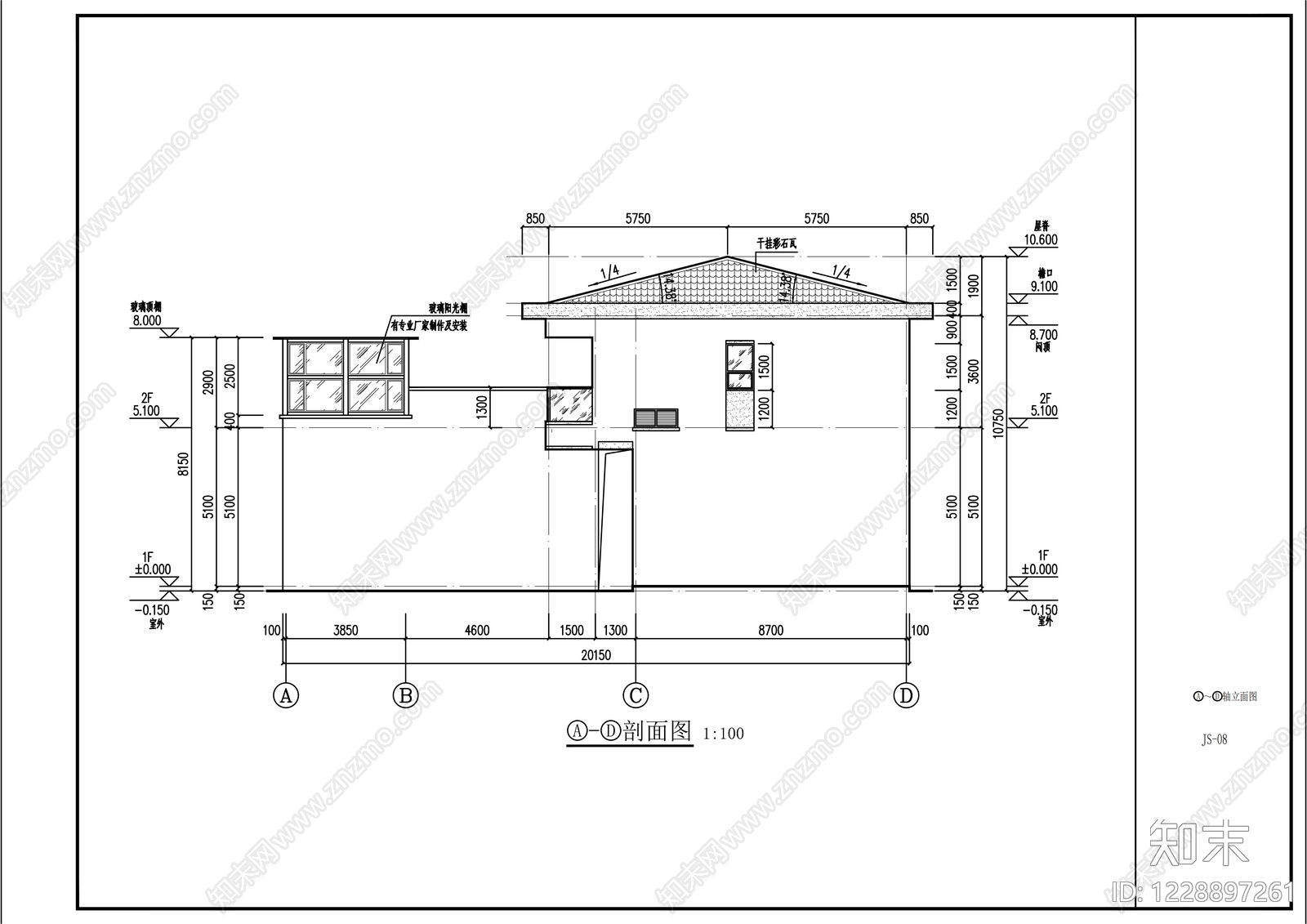 住宅楼建筑cad施工图下载【ID:1228897261】