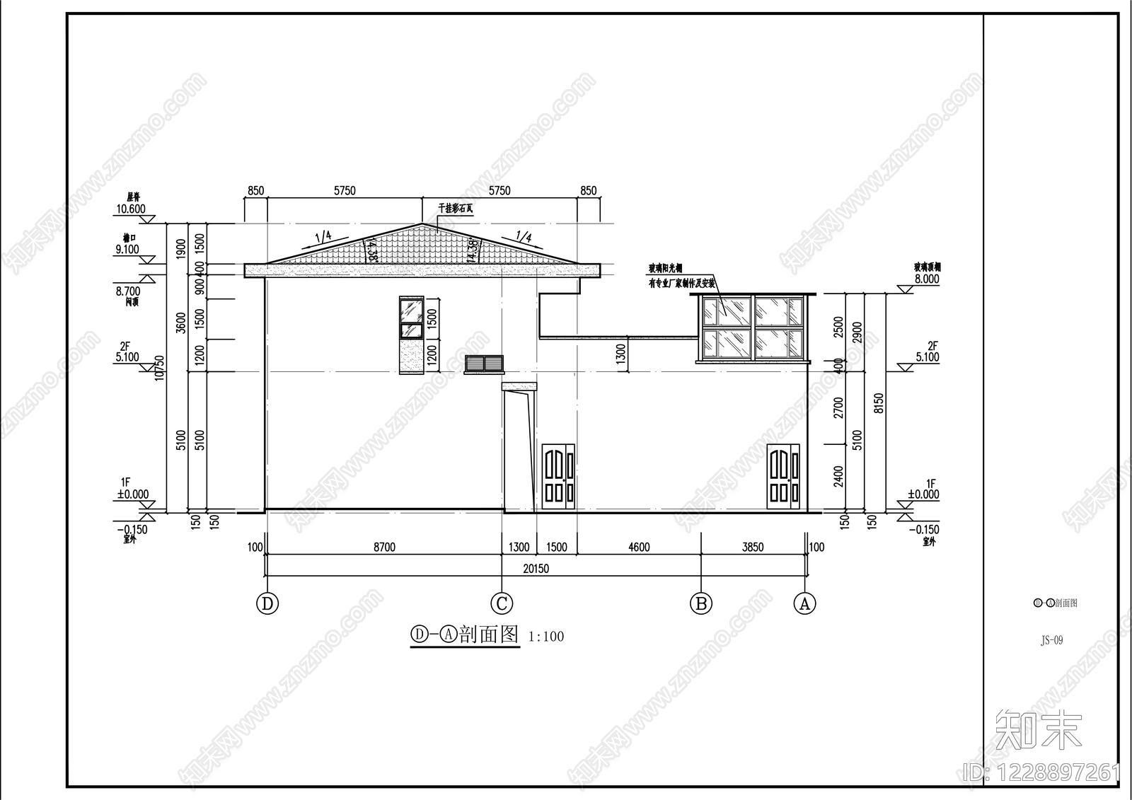 住宅楼建筑cad施工图下载【ID:1228897261】