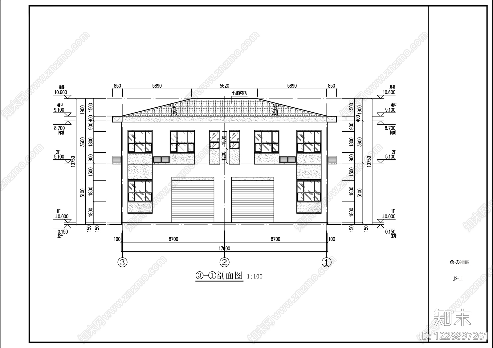 住宅楼建筑cad施工图下载【ID:1228897261】