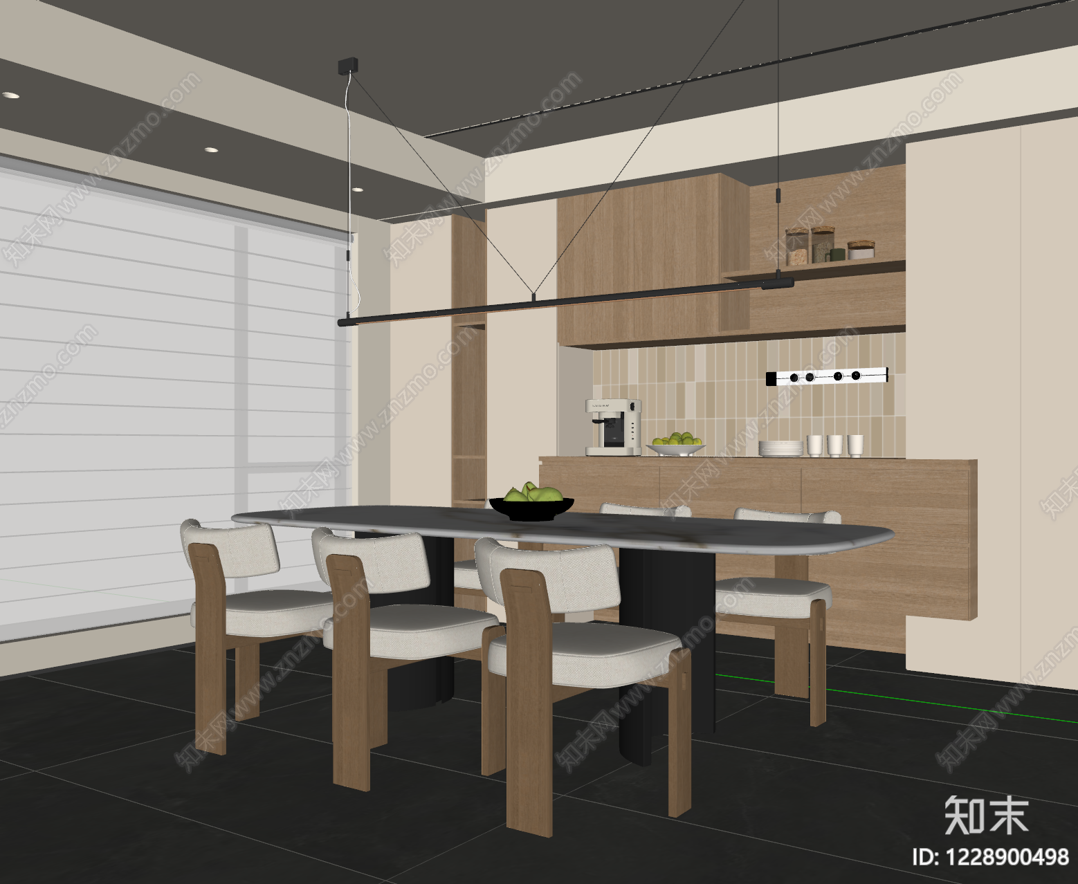 意式极简家居餐厅SU模型下载【ID:1228900498】