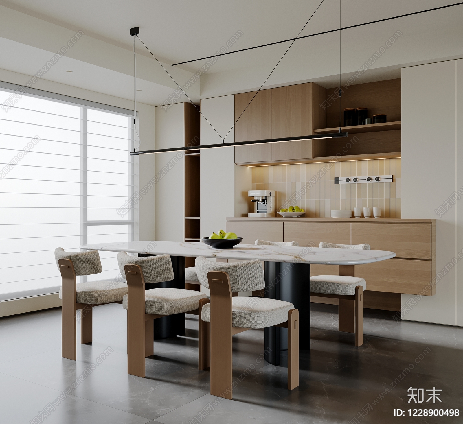 意式极简家居餐厅SU模型下载【ID:1228900498】