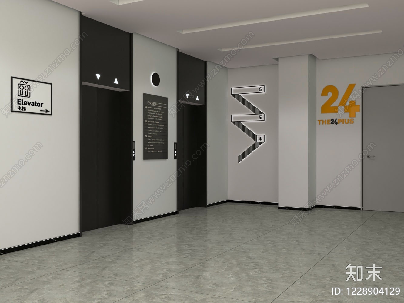 现代简约电梯间3D模型下载【ID:1228904129】
