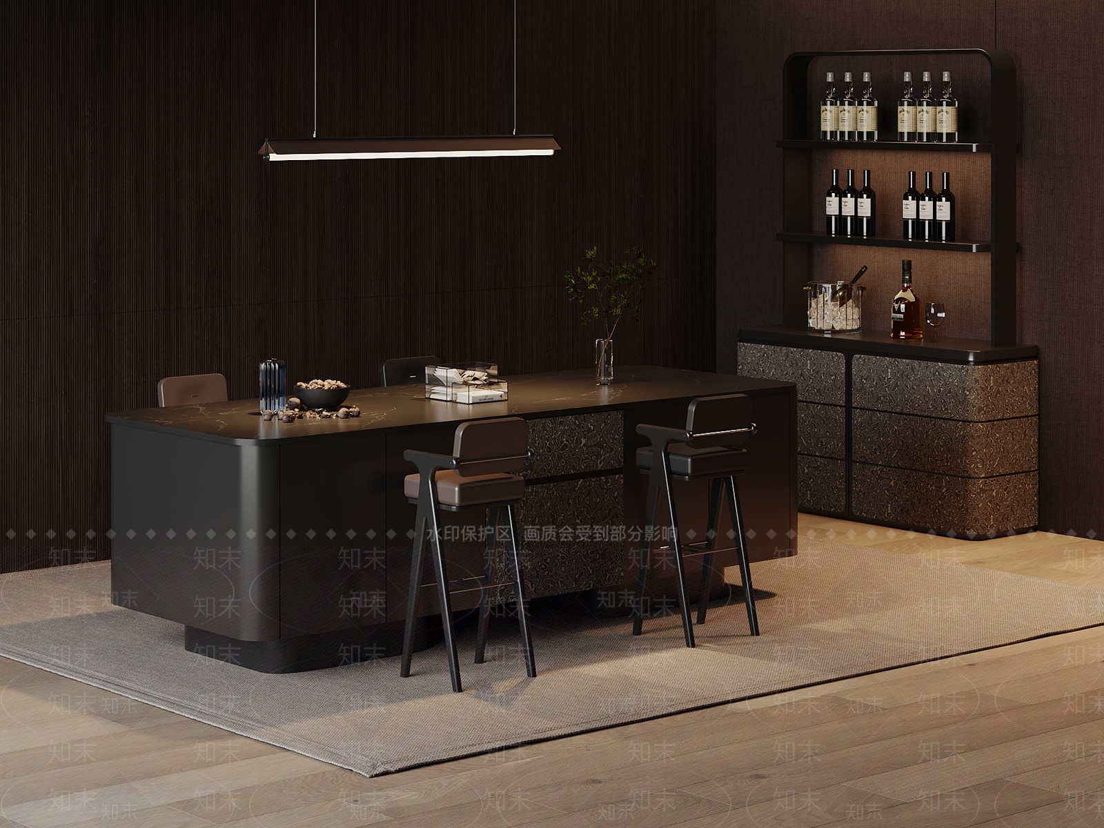 意式极简家居餐厅3D模型下载【ID:1228905328】