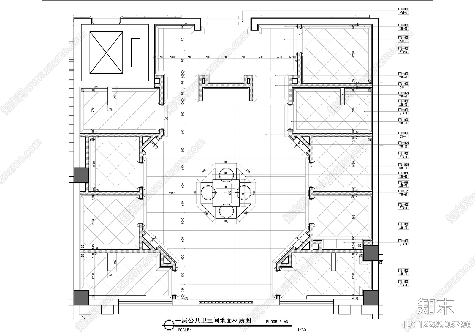 公共卫生间cad施工图下载【ID:1228905796】
