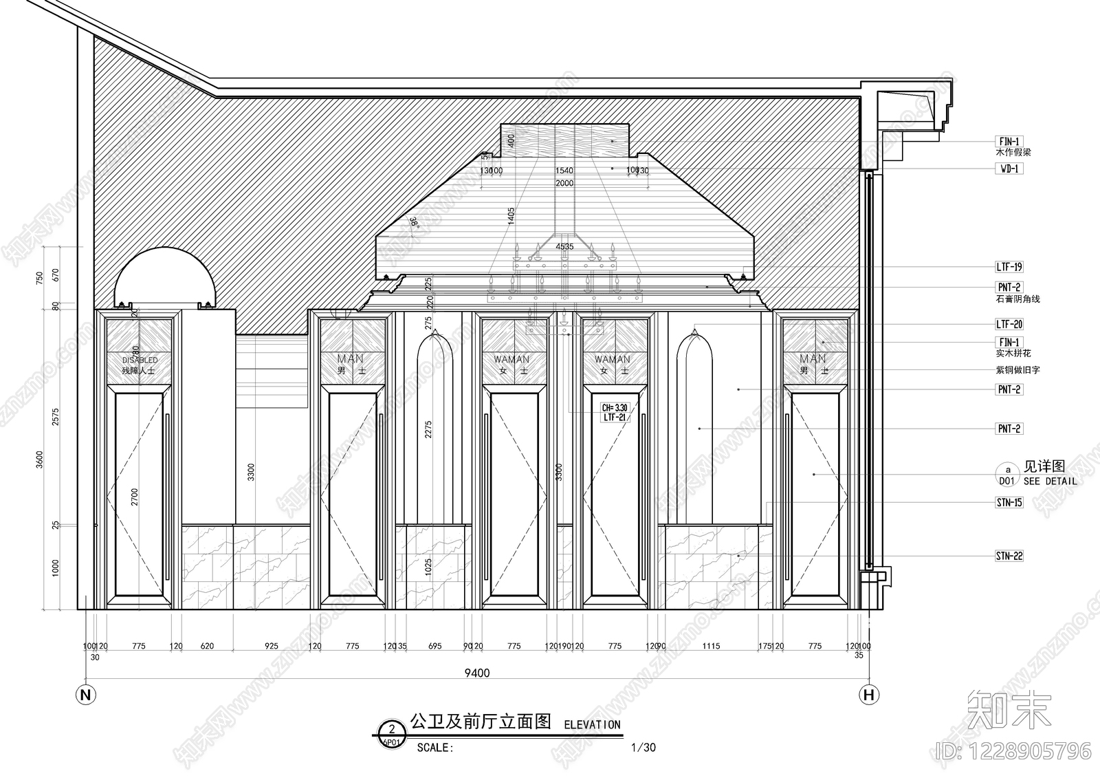 公共卫生间cad施工图下载【ID:1228905796】