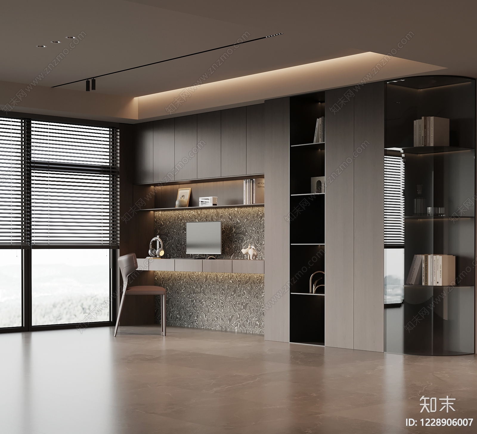 意式极简书房SU模型下载【ID:1228906007】