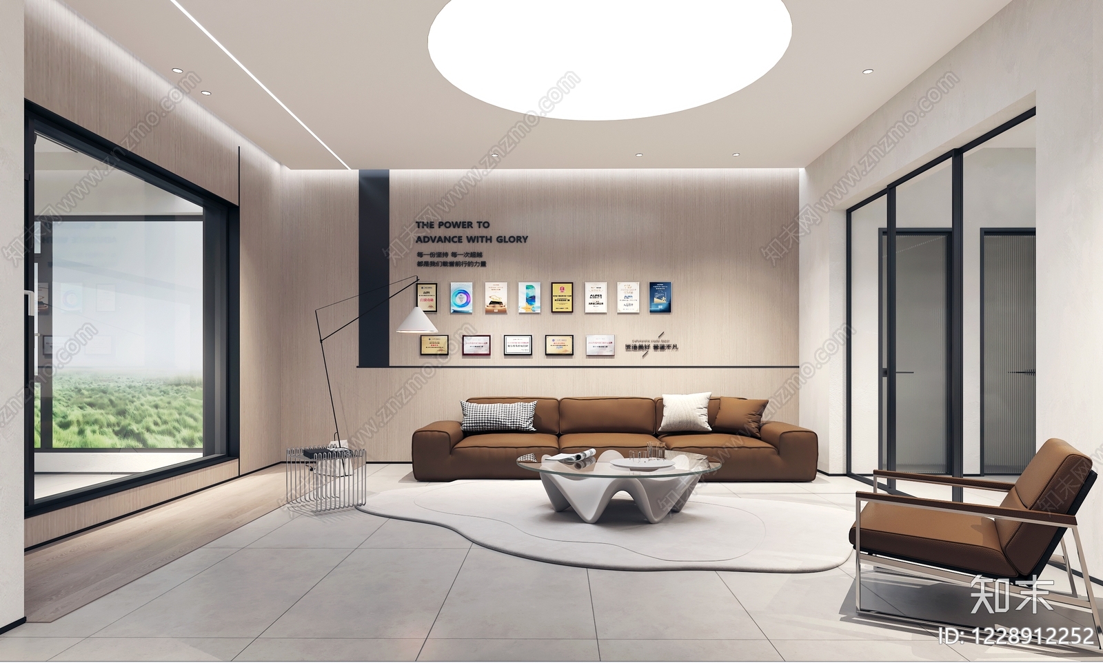 现代简约门窗展厅3D模型渲染效果图