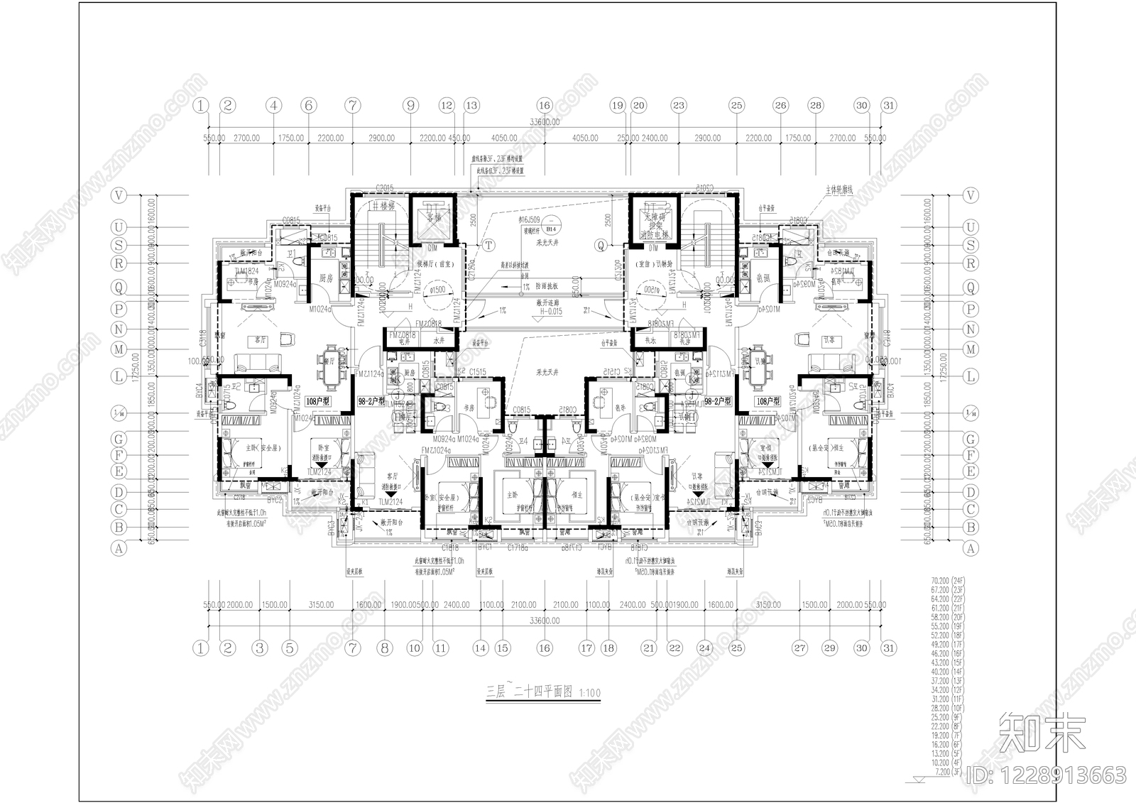 高层住宅cad施工图下载【ID:1228913663】