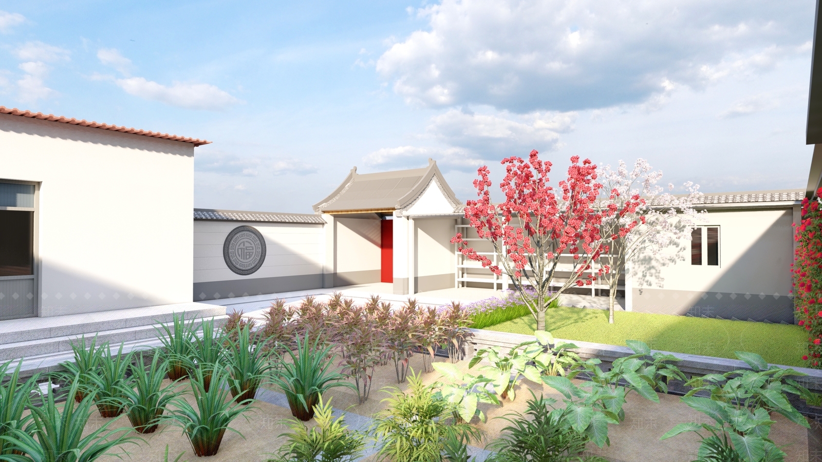 新中式景观乡村庭院SU模型下载【ID:1228916094】