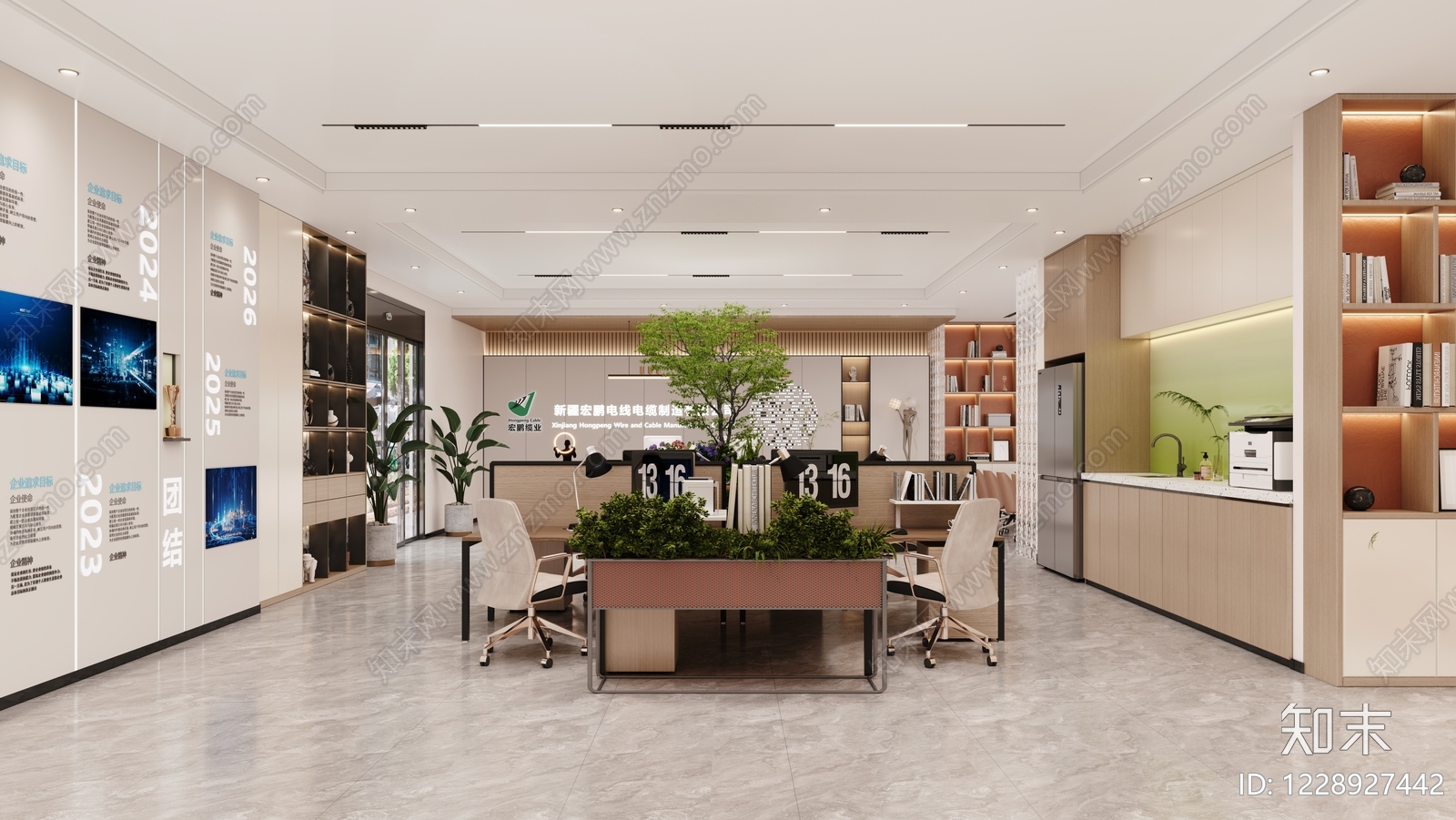 现代简约办公大厅3D模型下载【ID:1228927442】
