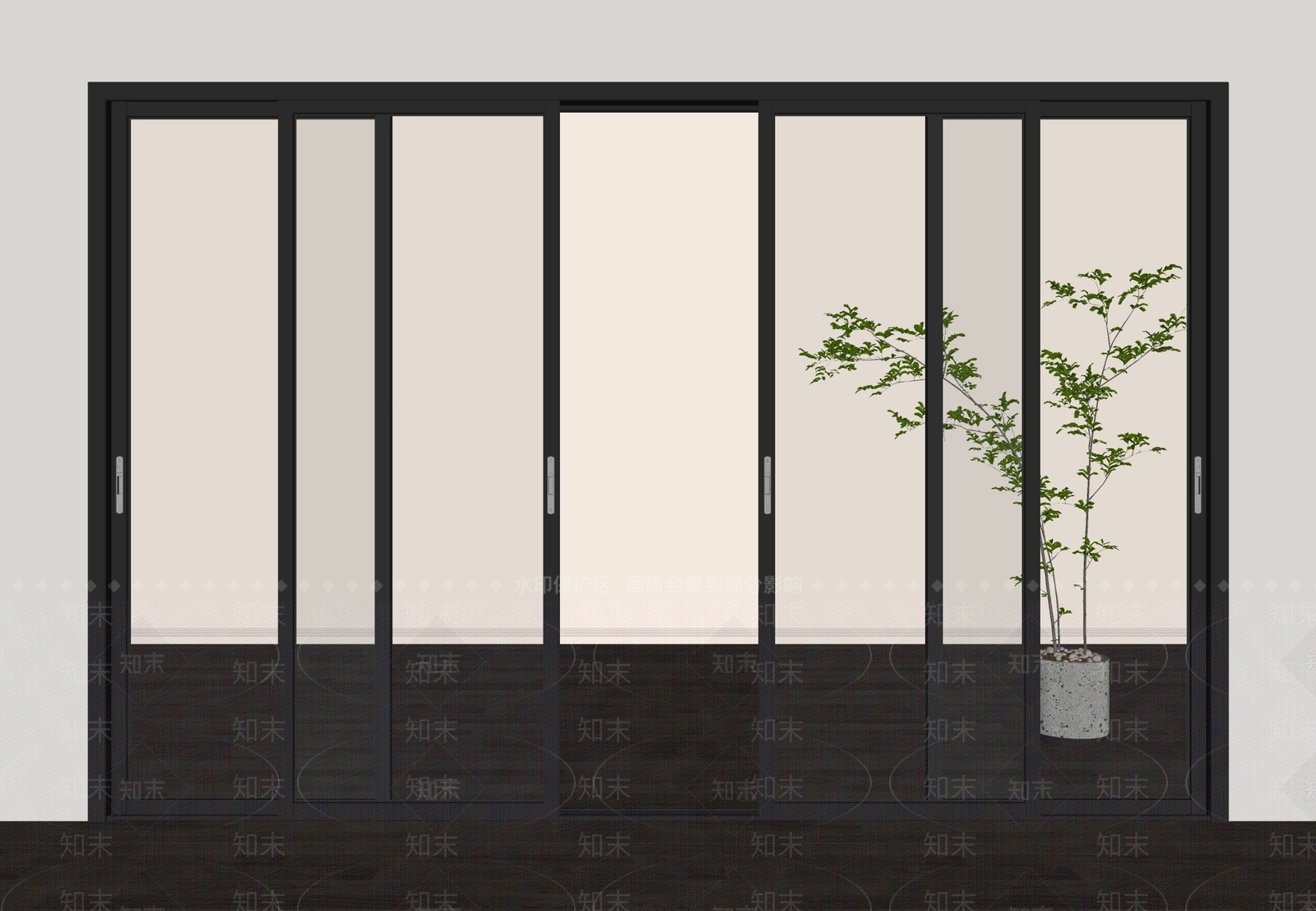 极简推拉门SU模型下载【ID:1228928925】