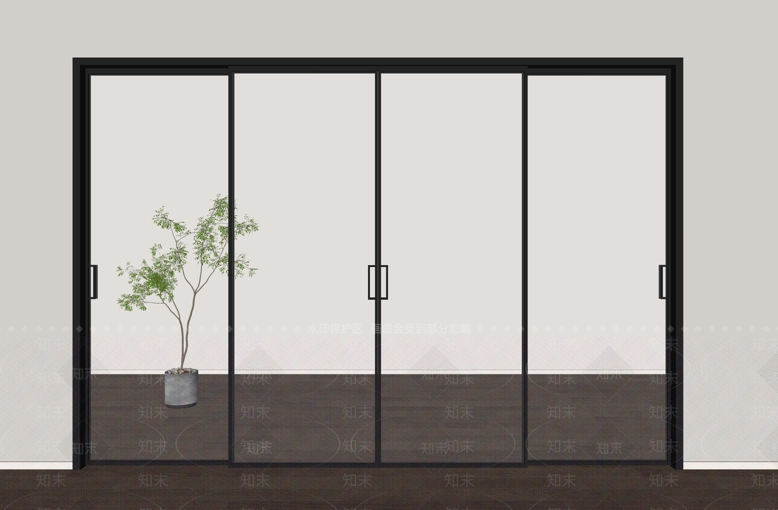 极简推拉门SU模型下载【ID:1228929764】