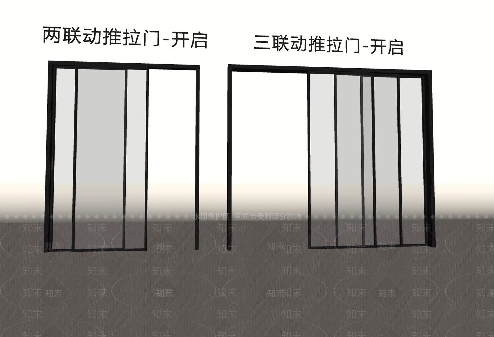 极简推拉门SU模型下载【ID:1228930044】