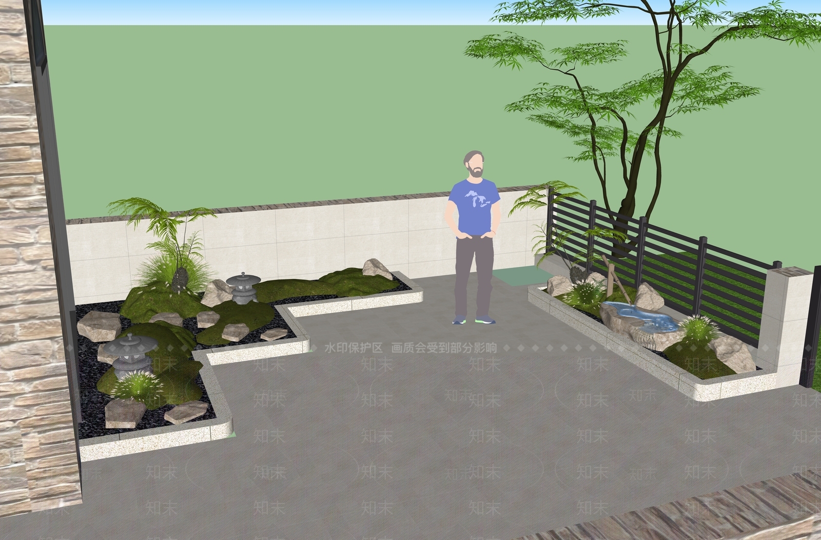 新中式景观别墅庭院SU模型下载【ID:1228932349】