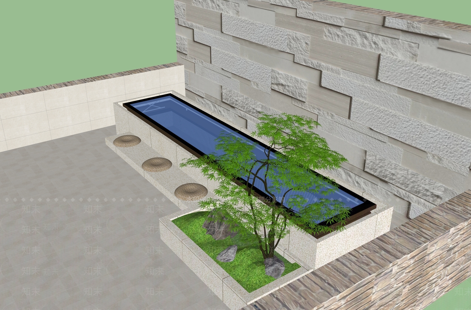 新中式景观别墅庭院SU模型下载【ID:1228932349】