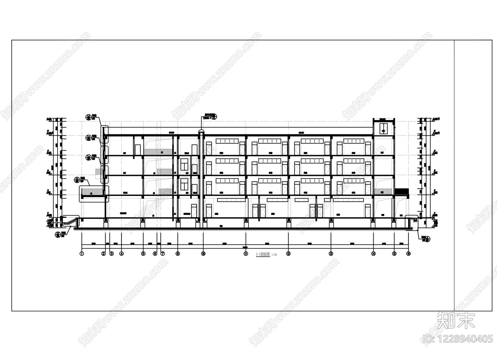 学校建筑cad施工图下载【ID:1228940405】