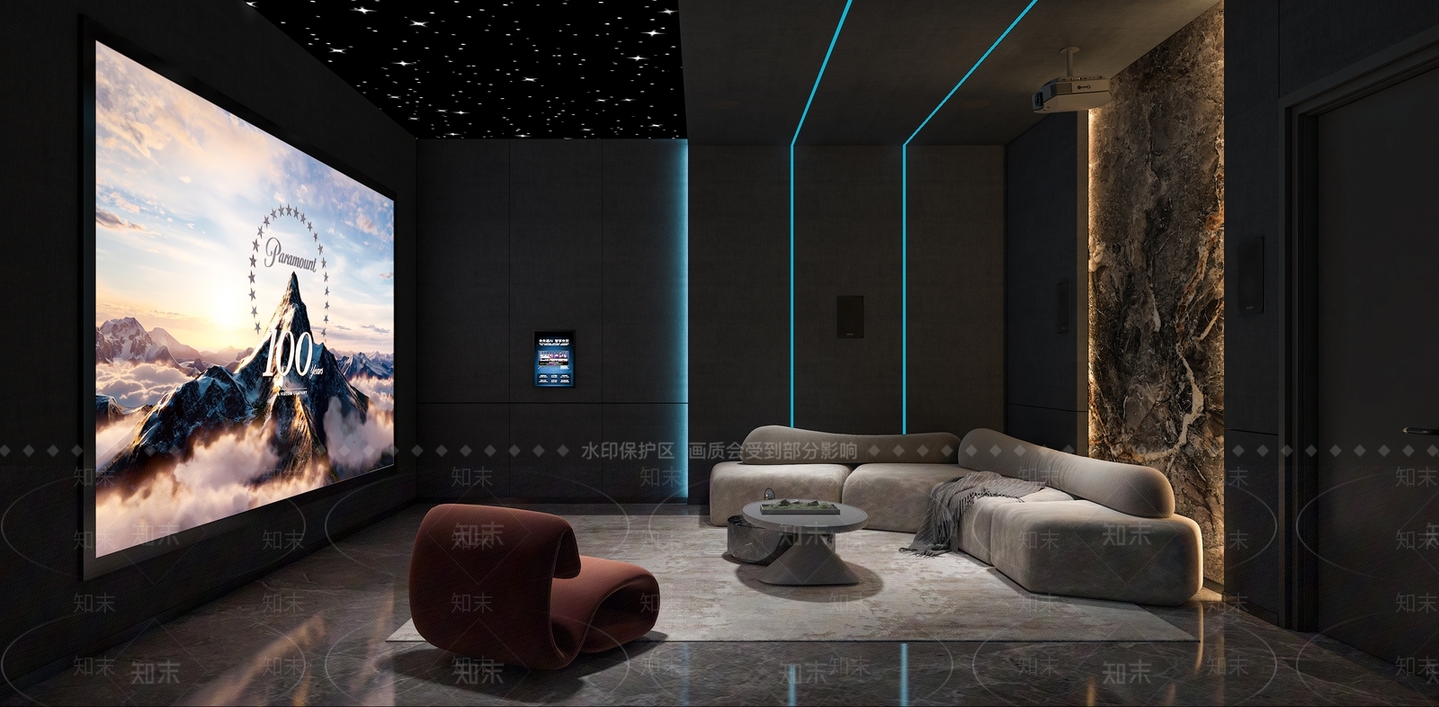 意式极简影音室3D模型下载【ID:1228952552】