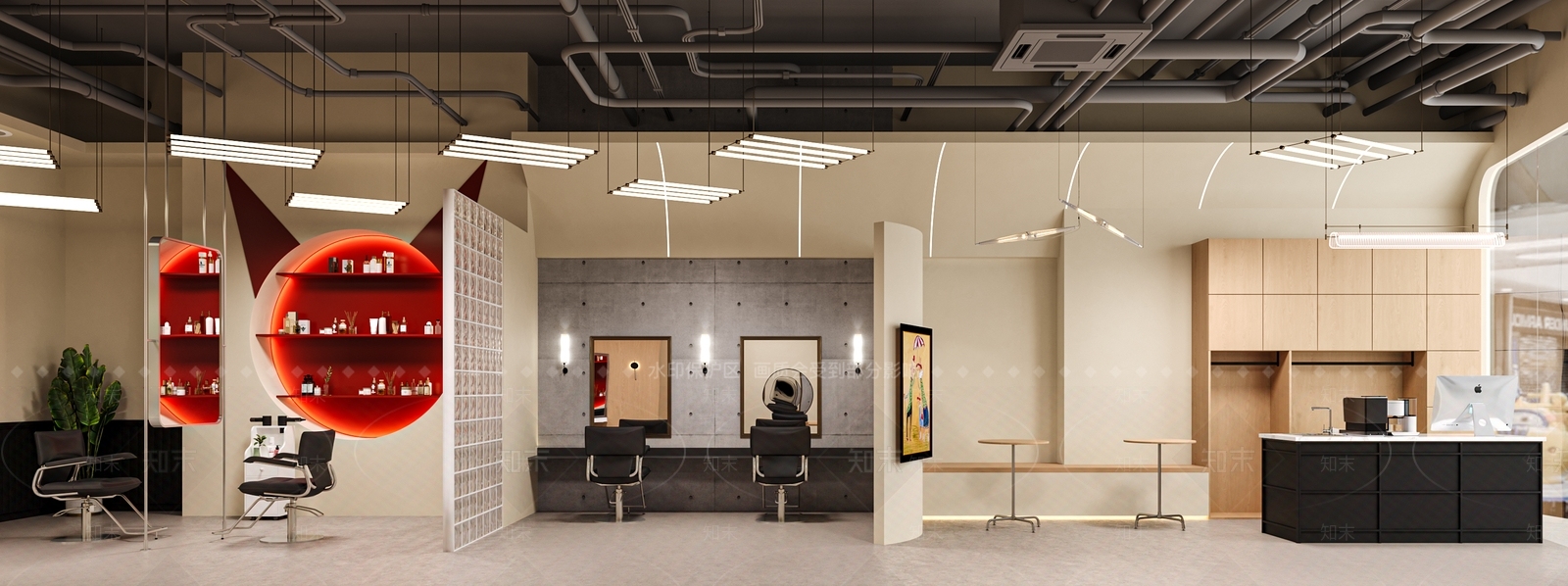 现代简约美发店3D模型下载【ID:1228953247】