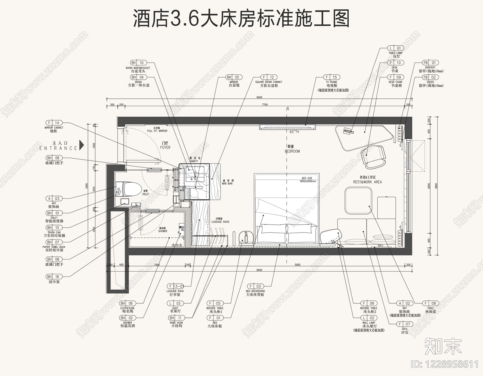 酒店客房CAD图纸