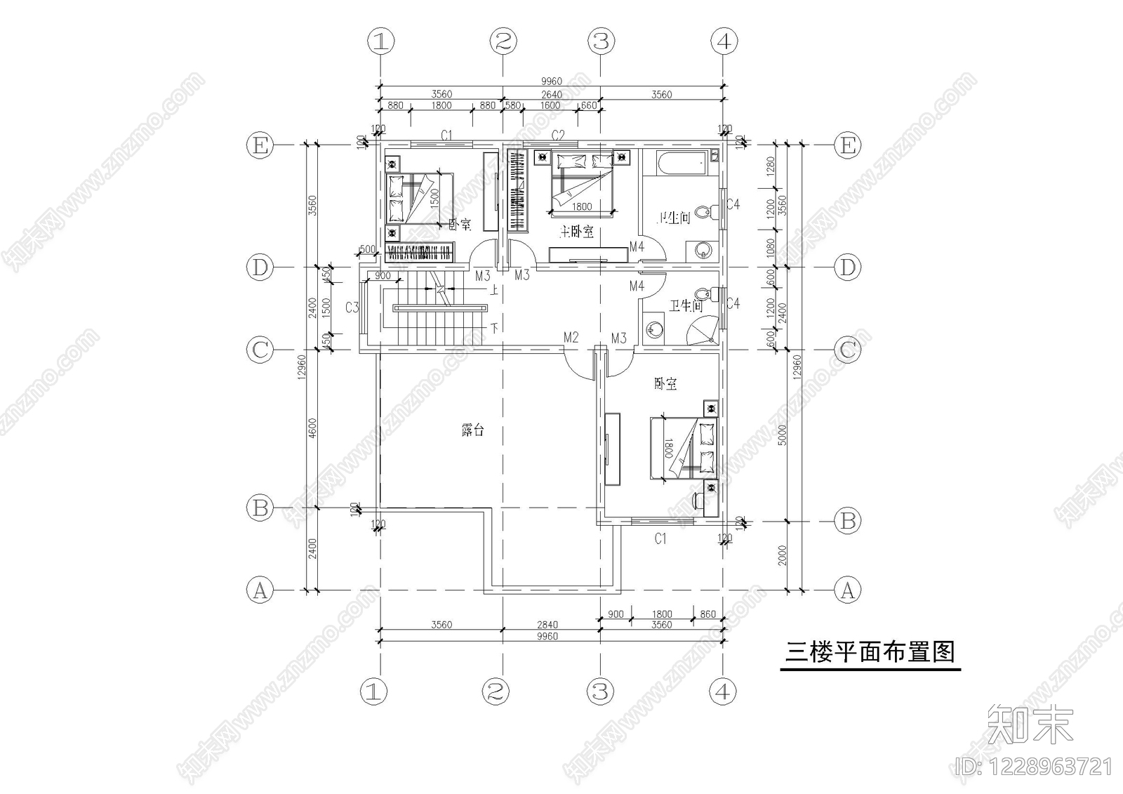 别墅建筑cad施工图下载【ID:1228963721】